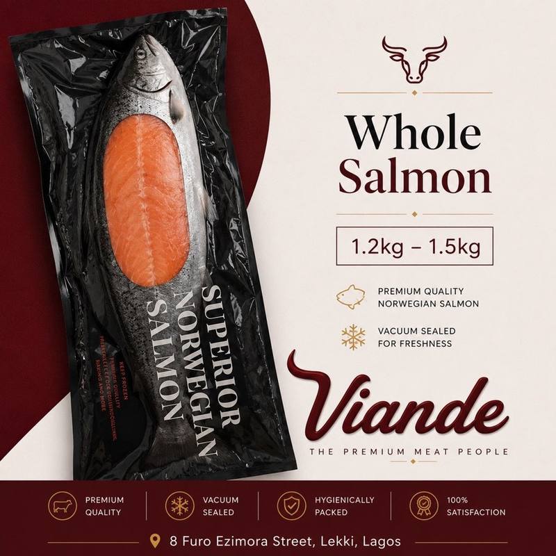 Viande Whole Salmon, 1.2-1.5kg